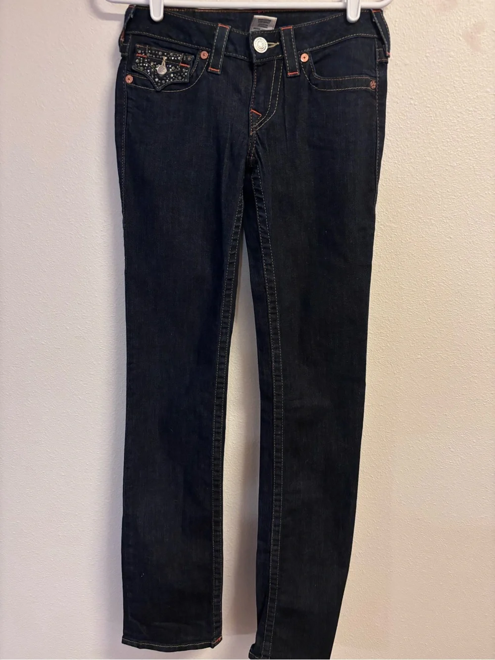True Religion Women's Dark Indigo Straight Leg Jeans